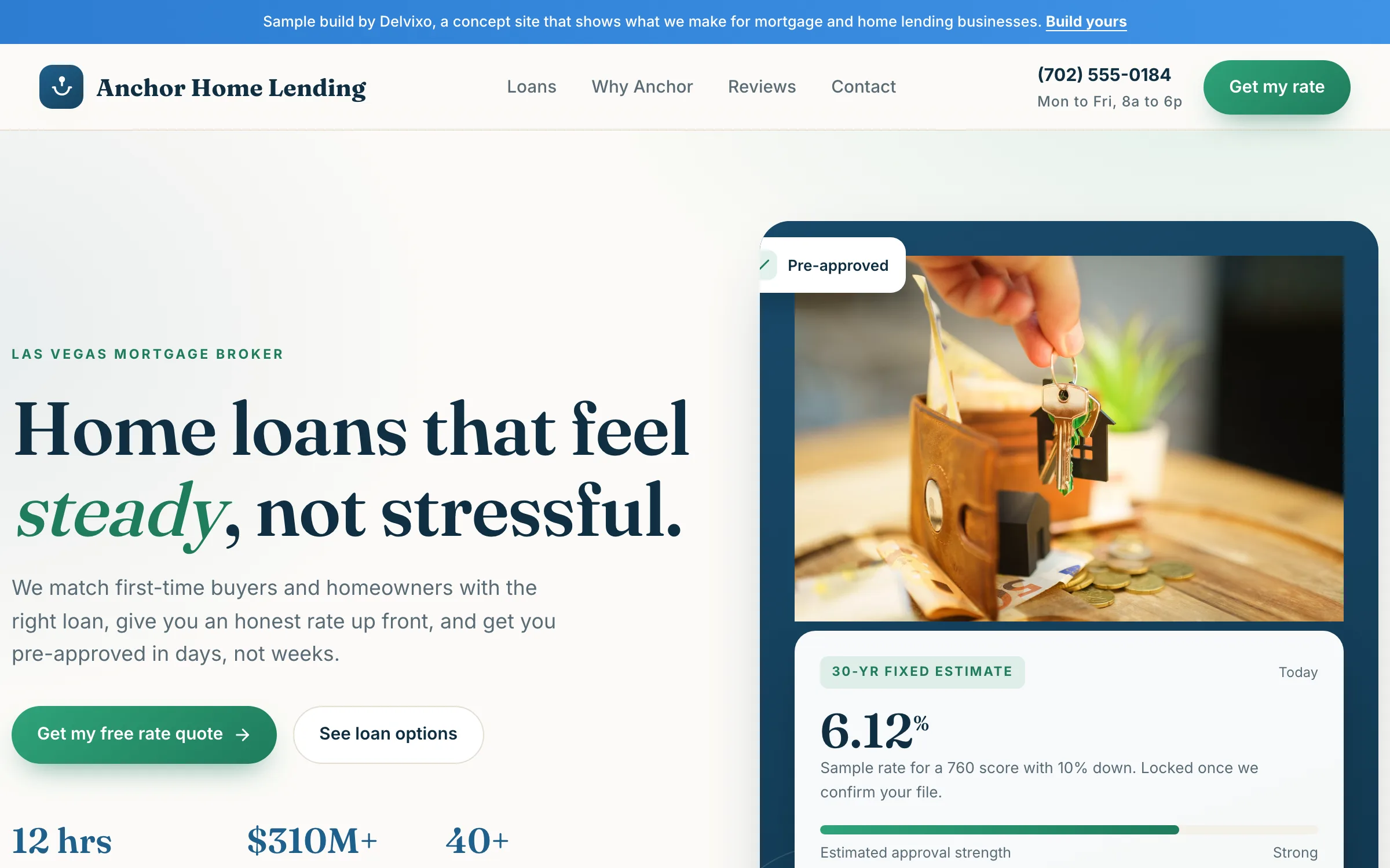 Mortgage website on a desktop, designed and built by Delvixo