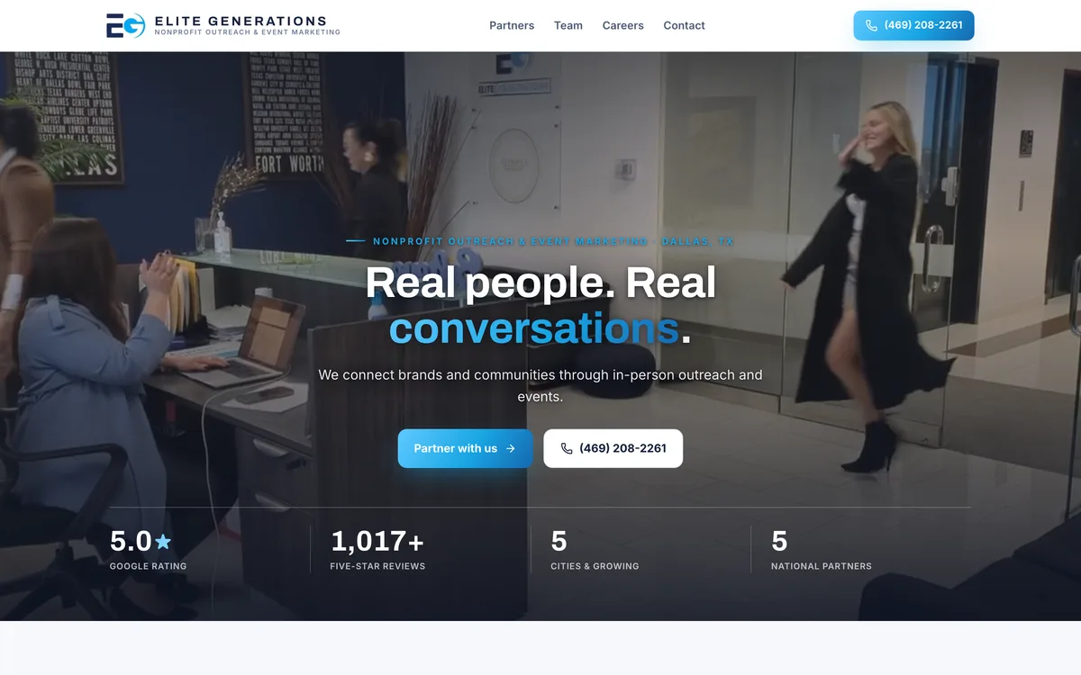 Event Marketing website on a desktop, designed and built by Delvixo