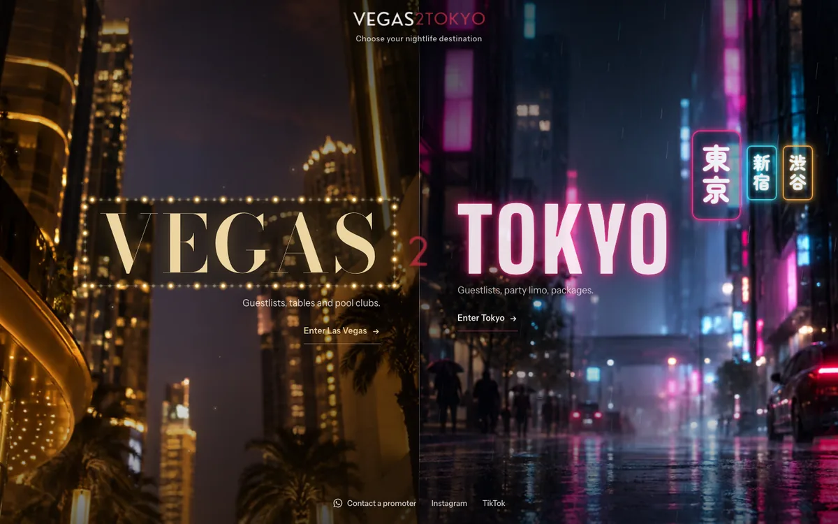 Nightlife website on a desktop, designed and built by Delvixo