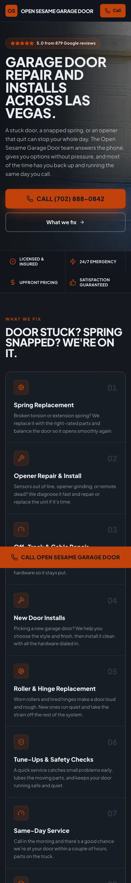 Open Sesame Garage website, built by Delvixo