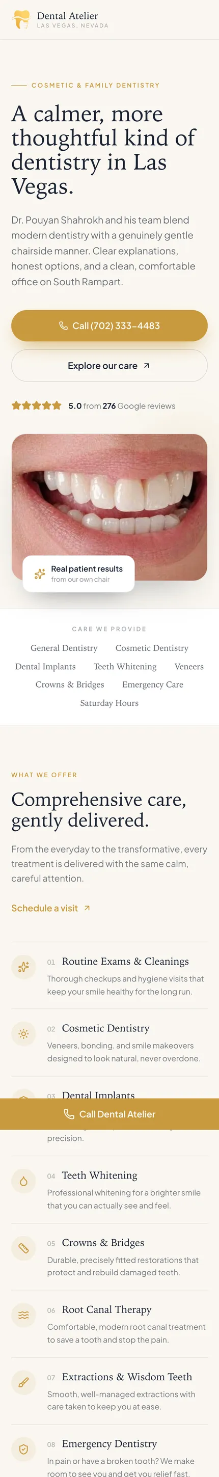 Dental Atelier website, built by Delvixo