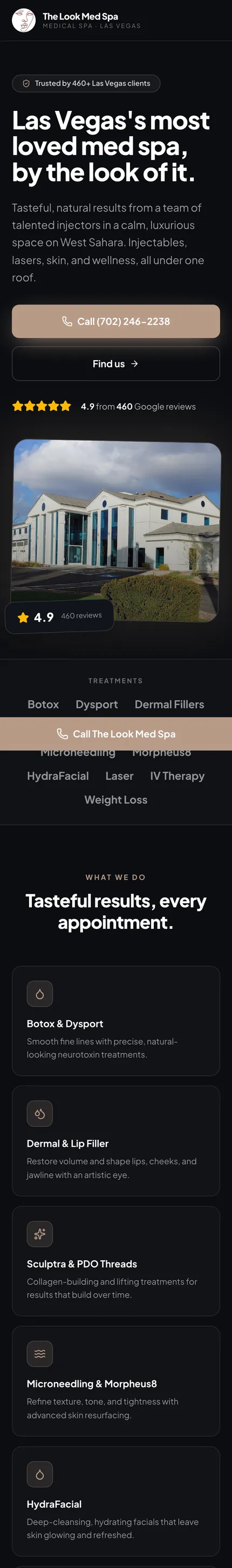 The Look Med Spa website, built by Delvixo