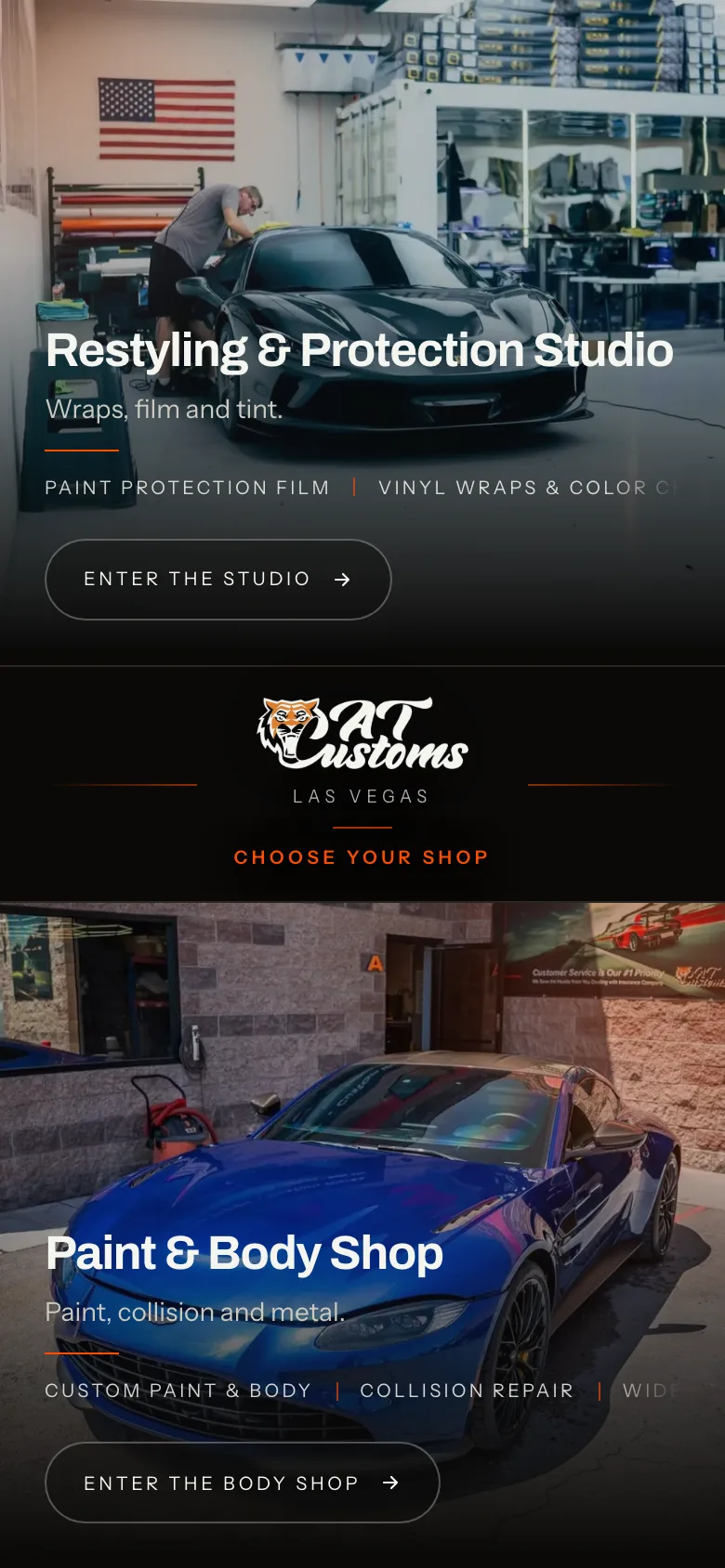 A restyling shop's site on a phone, built by Delvixo